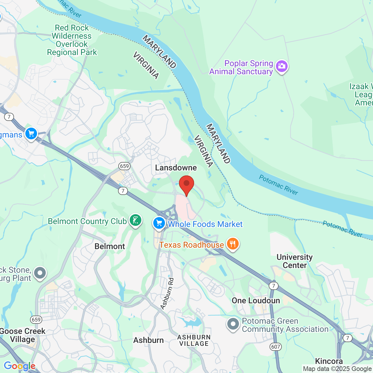 Google map image of our location in 44084 Riverside Parkway Leesburg, VA